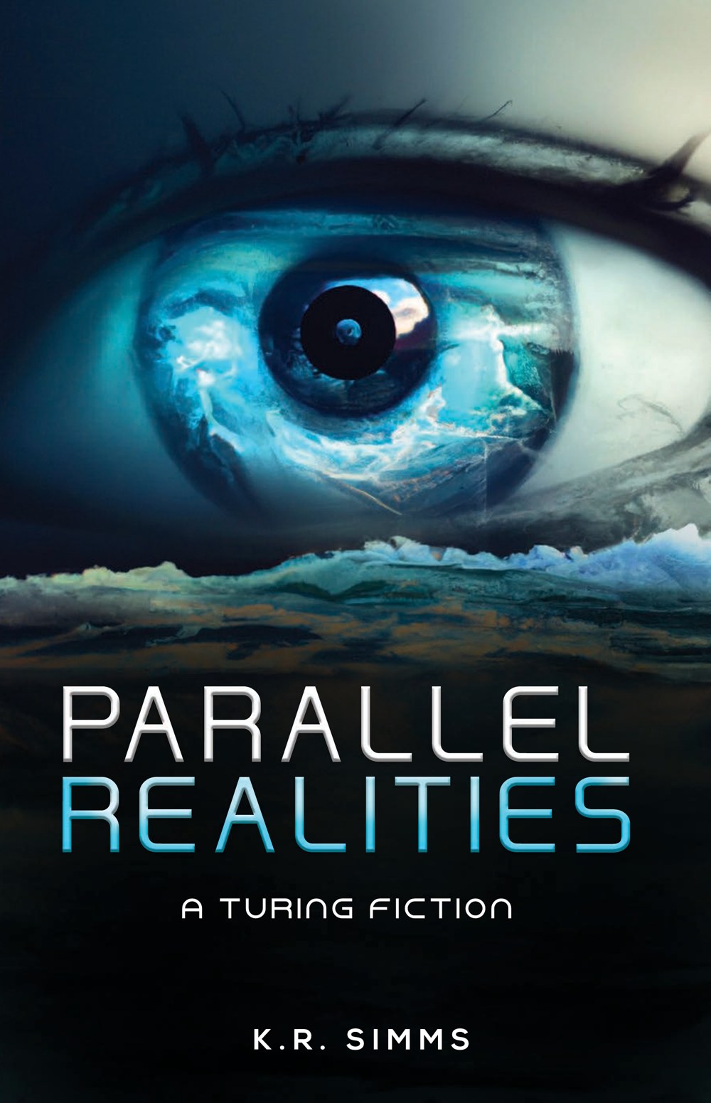 Parallel Realities book cover — an eye reflecting an ocean, with a camera-lens pupil